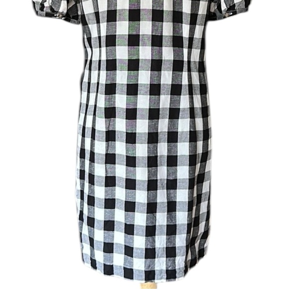 LOFT Gingham Linen Blend Button Up Dress Black White Preppy Girly Casual Size 10 - Picture 10 of 16